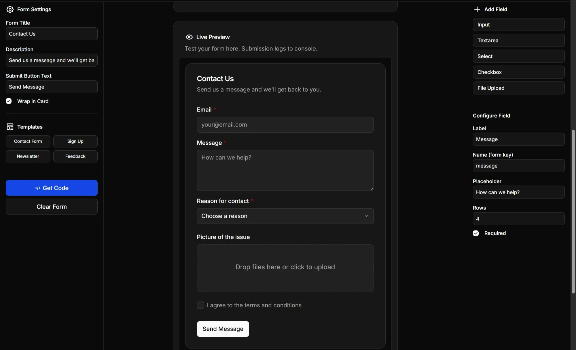Starwind UI Form Builder Fields