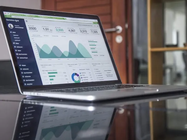 Analytics dashboard on laptop screen