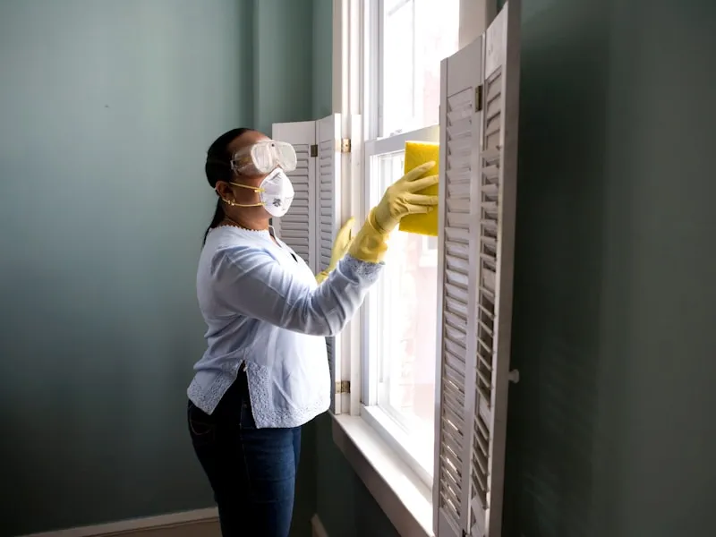 Professional cleaner wiping down a kitchen counter