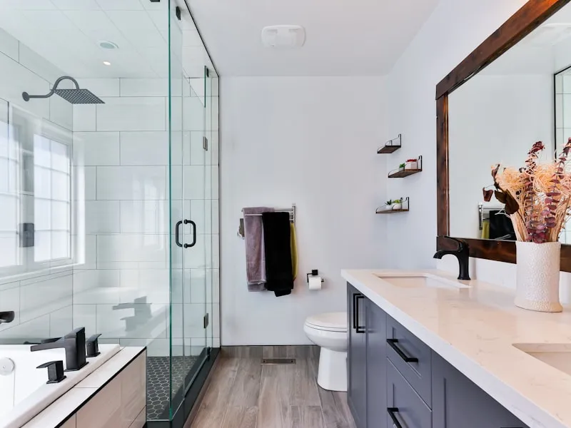 Sparkling clean bathroom with white tile