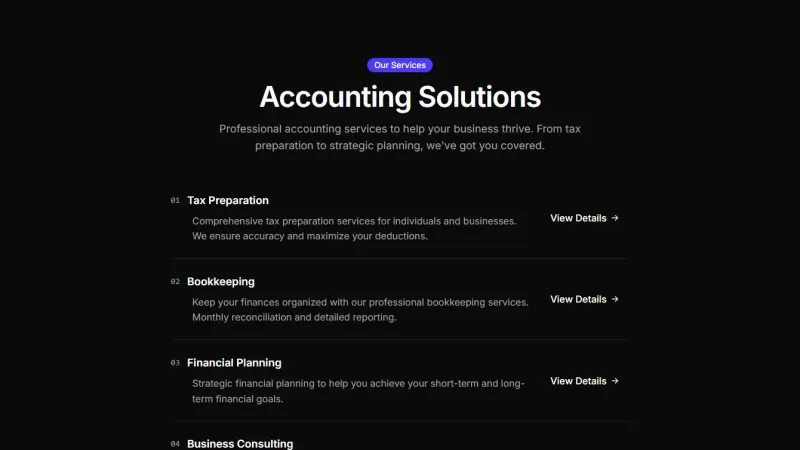 Services 2 - Centered List