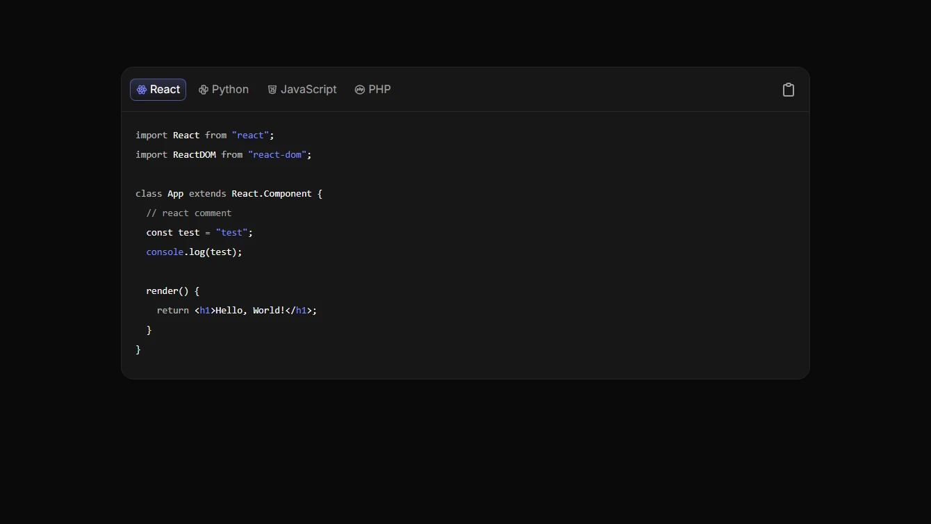 Code Block 4 - Sliding Language Tabs
