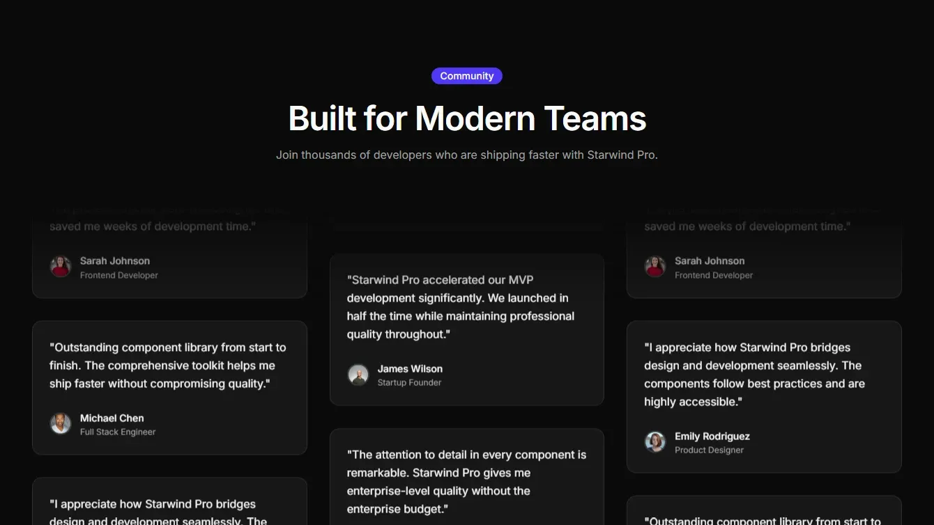 Testimonial components