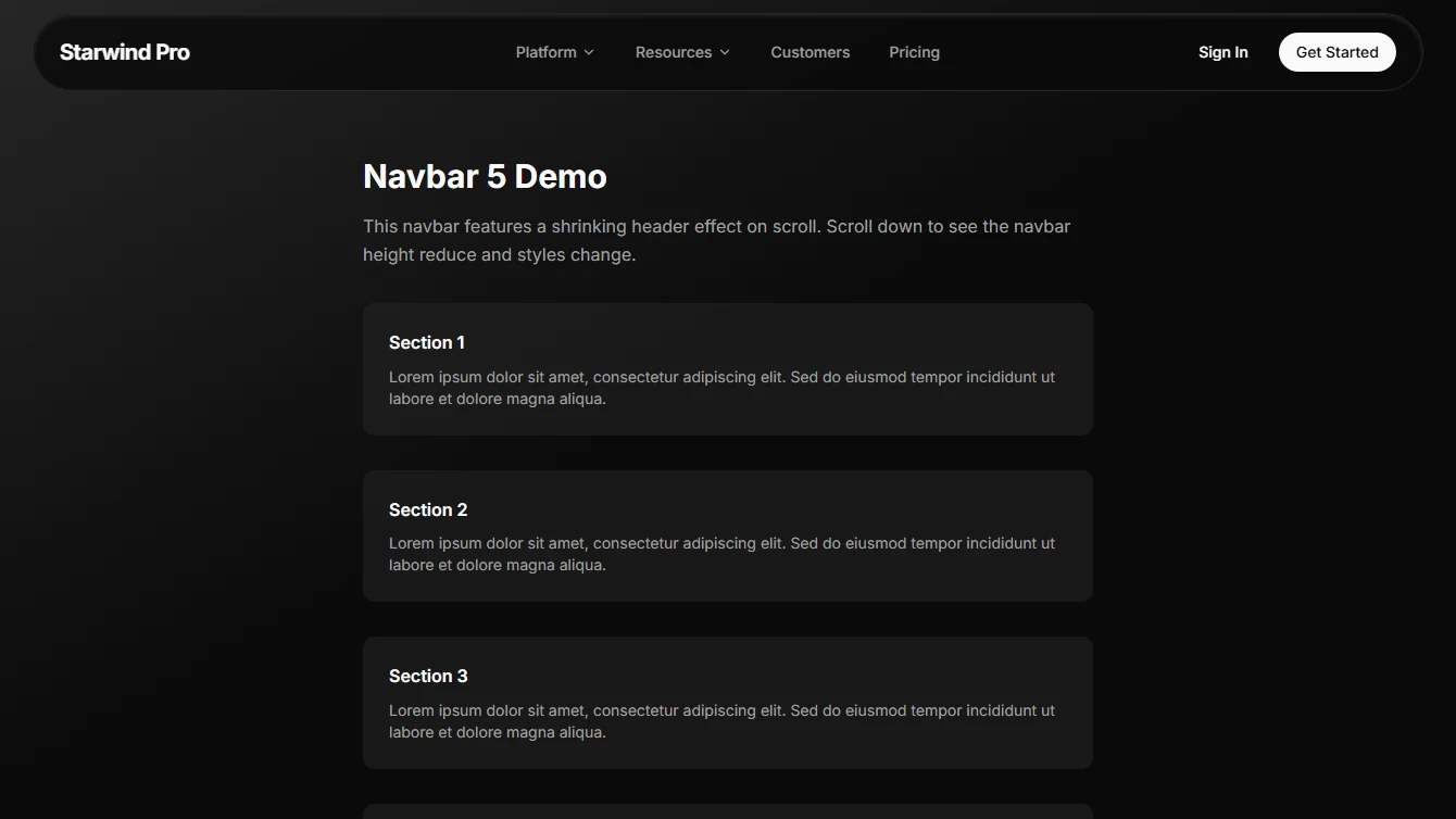 Navbar 5 - Shrinking Header