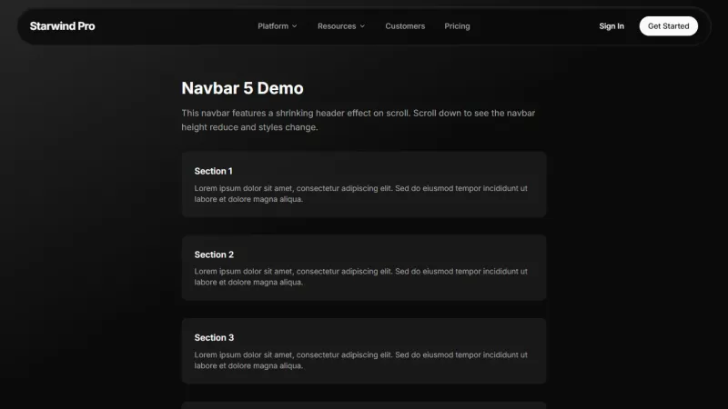 Navbar 5 - Shrinking Header