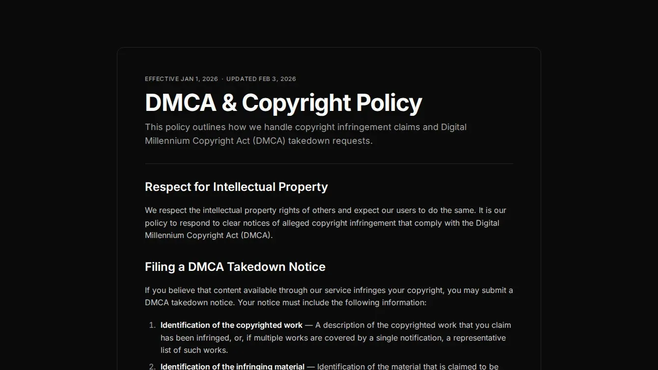 Legal Page components