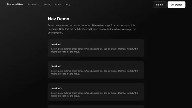 Navbar 2 - Left Aligned with Mobile Sheet Animated