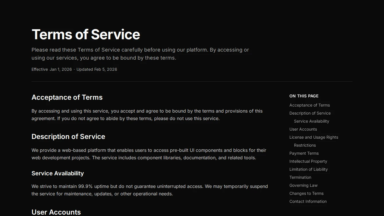Legal Page 2 - Sidebar TOC