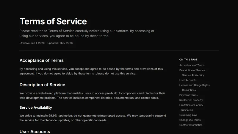 Legal Page 2 - Sidebar TOC