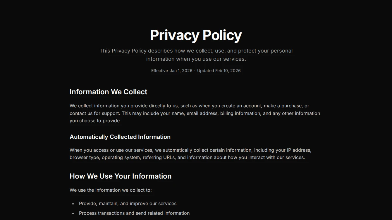 Legal Page 1 - Clean Centered