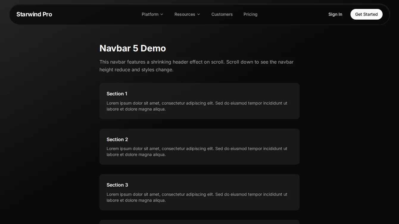 Navbar 5 - Shrinking Header