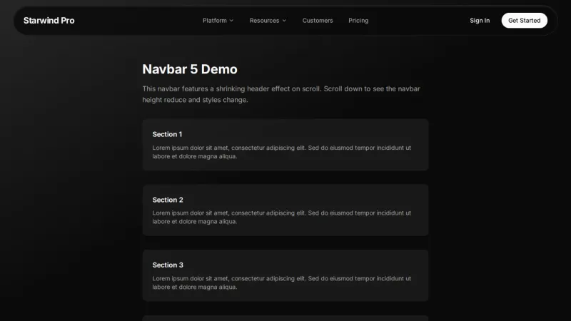 Navbar 5 - Shrinking Header