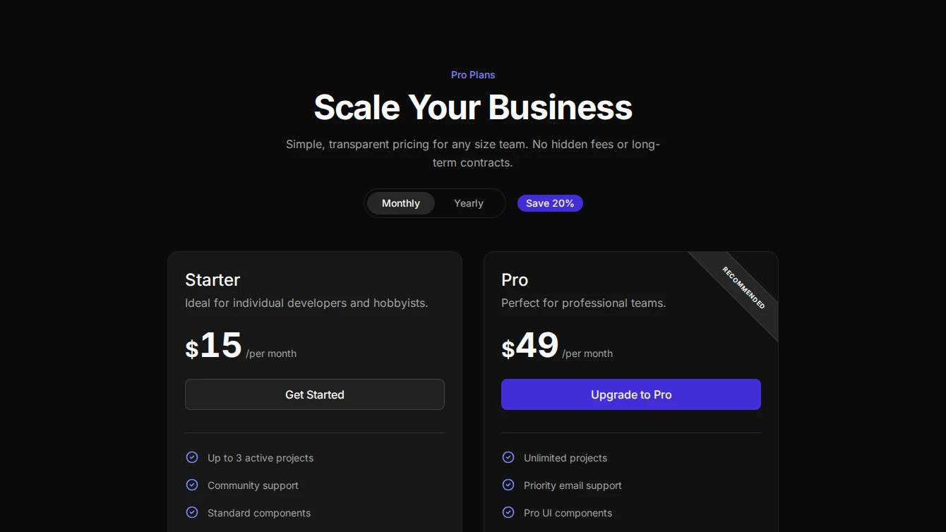 Pricing 14 - Two Card With Toggle