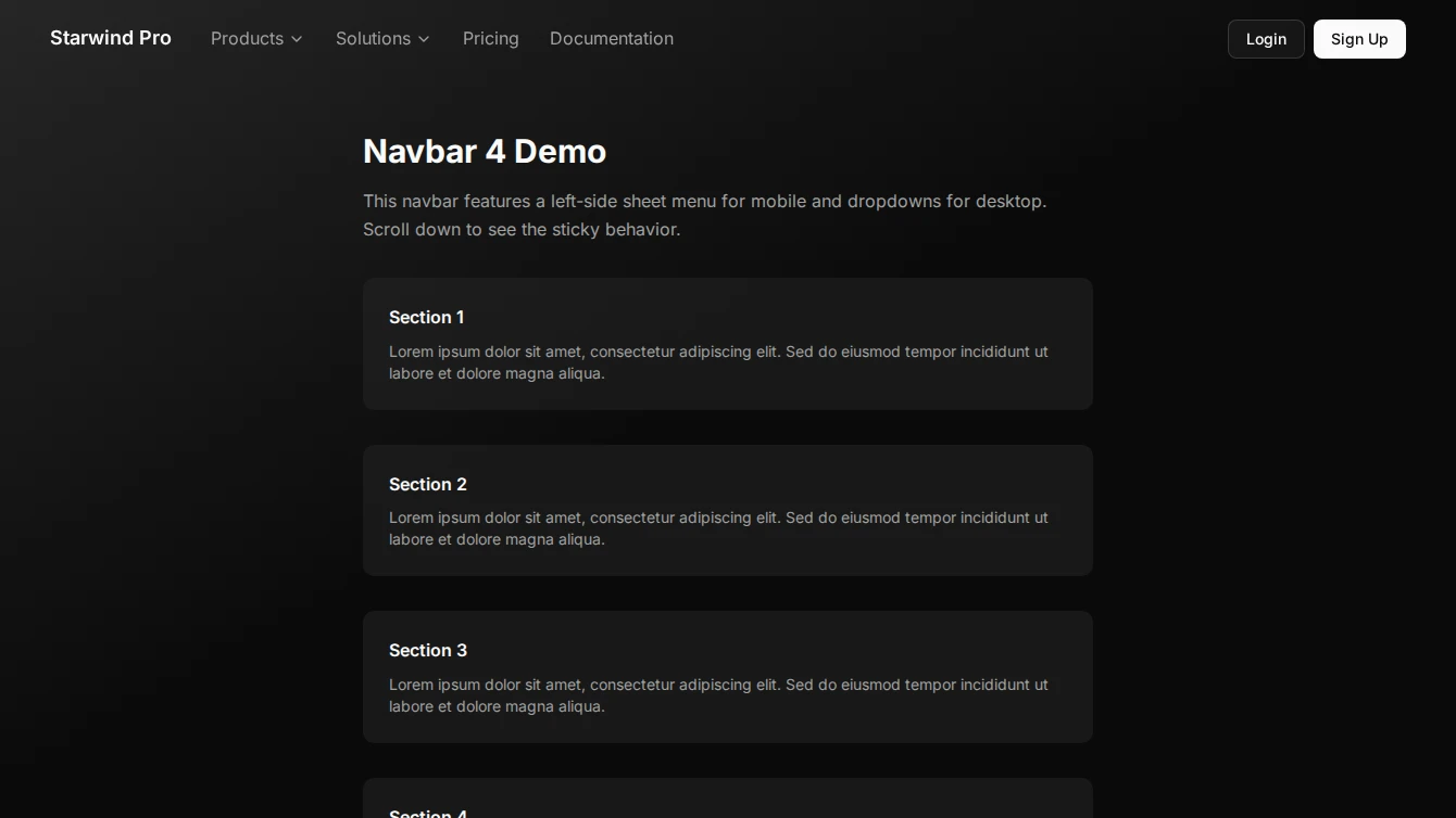 Navbar 4 - Left Sheet Mobile