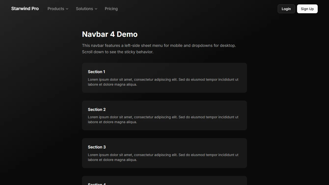 Navbar 4 - Left Sheet Mobile