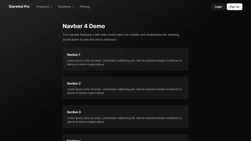 Navbar 4 - Left Sheet Mobile