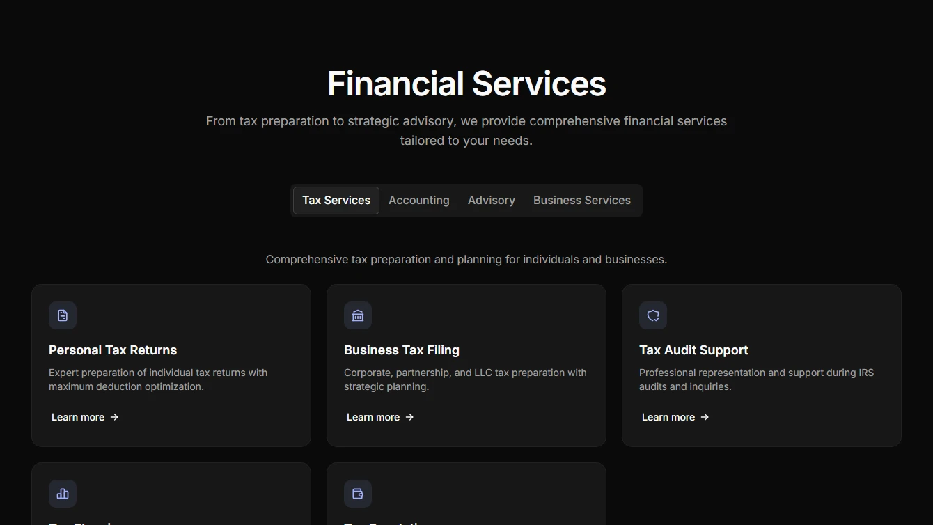 Services 5 - Tabbed Categories