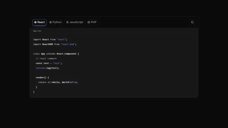 Code Block 2 - Language Tabs