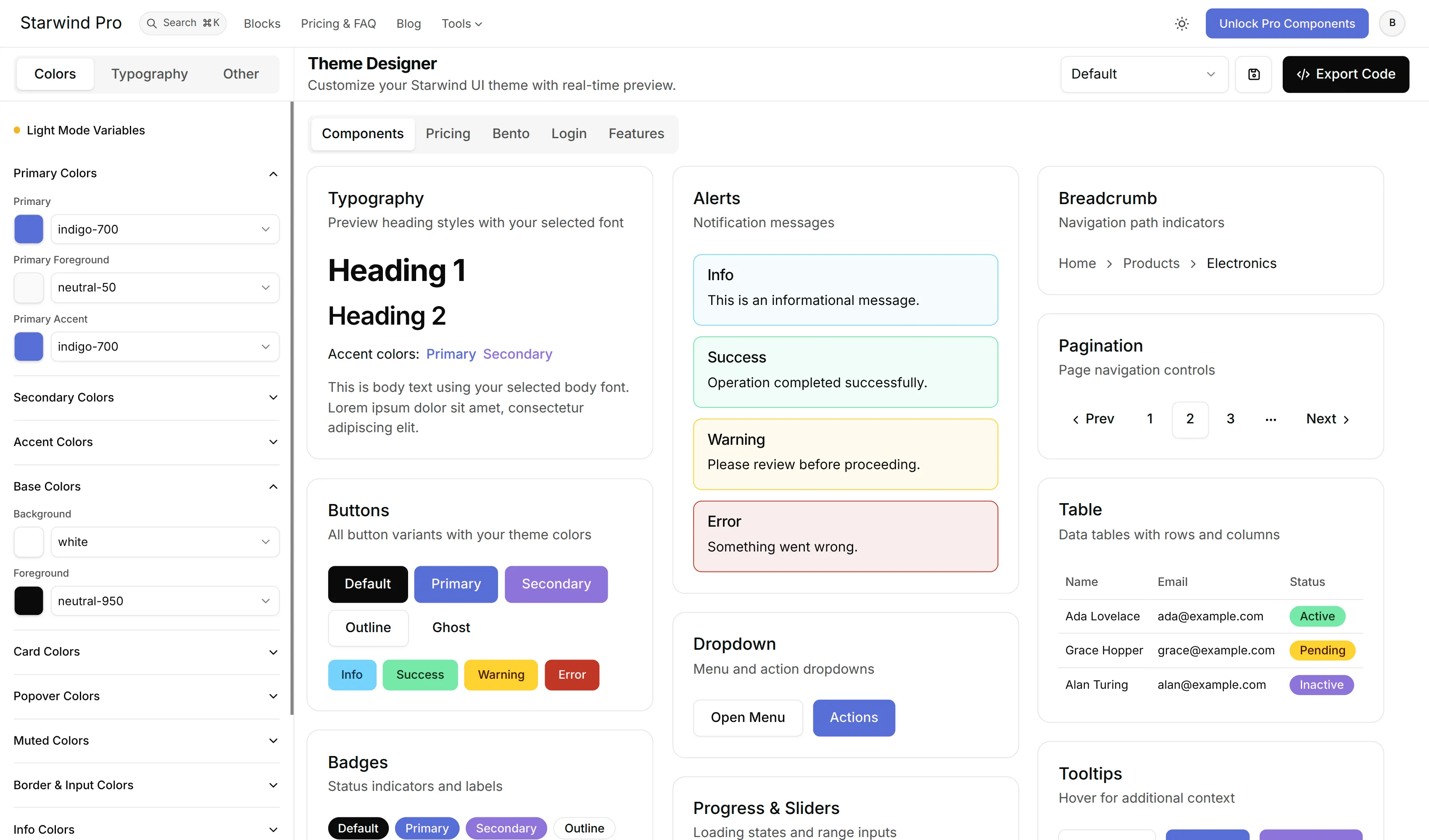 Theme Designer Colors