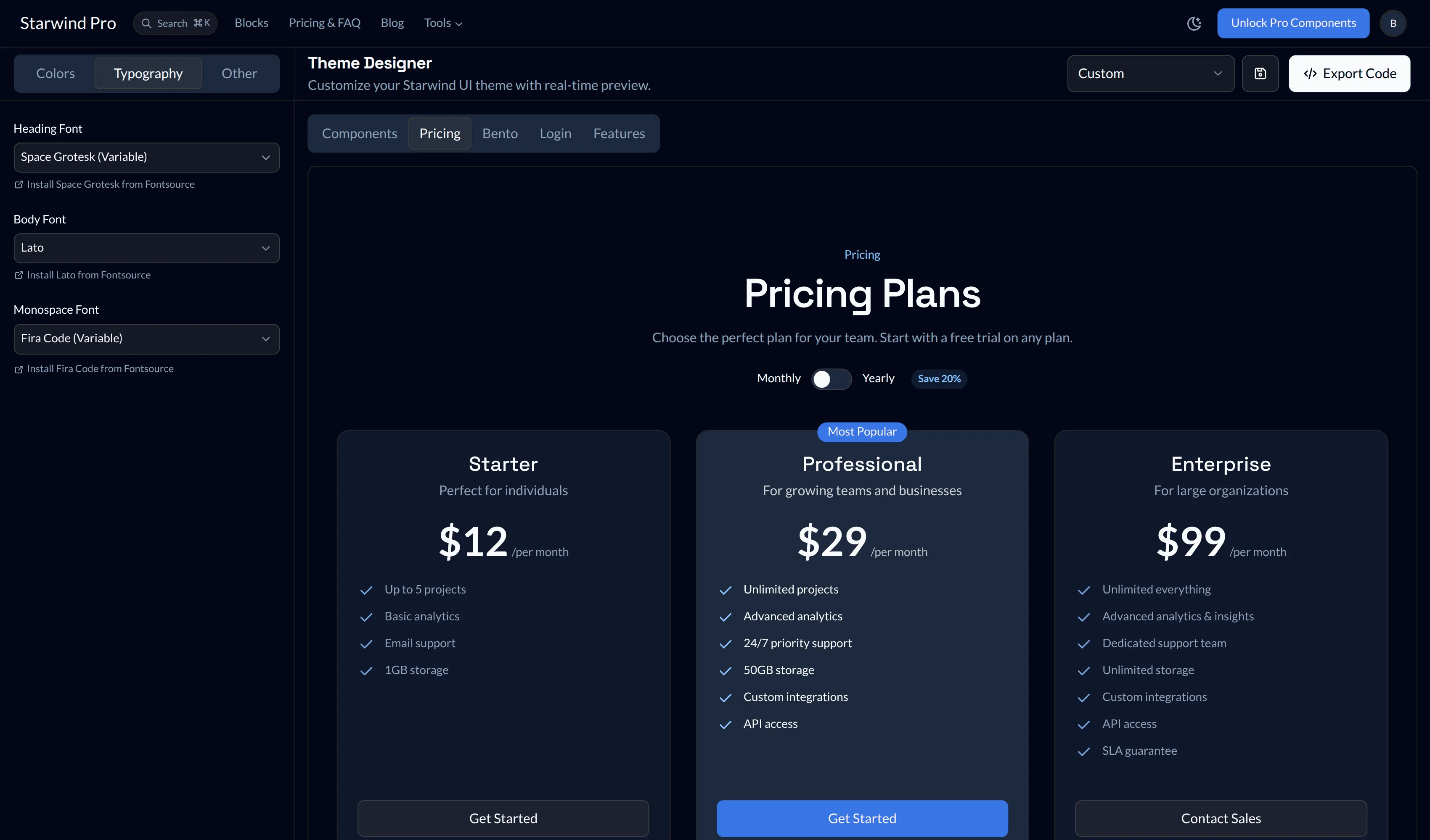 Theme Designer Typography